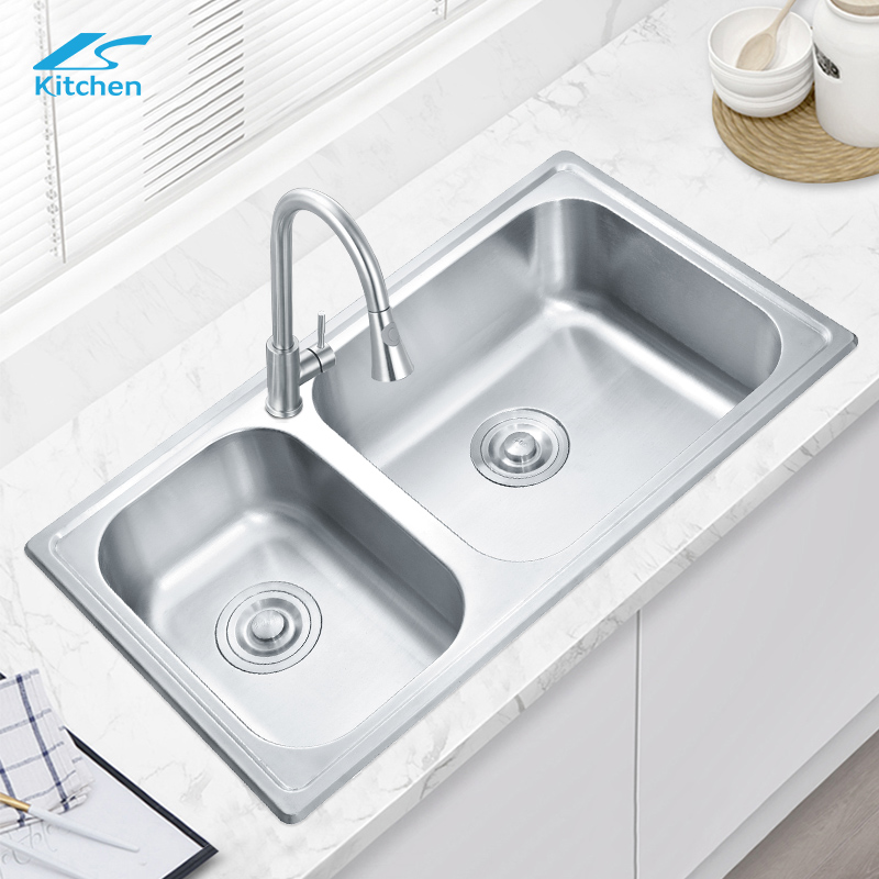 Farmhouse Stainless Steel Double Rectangular Bowl Kitchen Sink 3 Years Warranty 