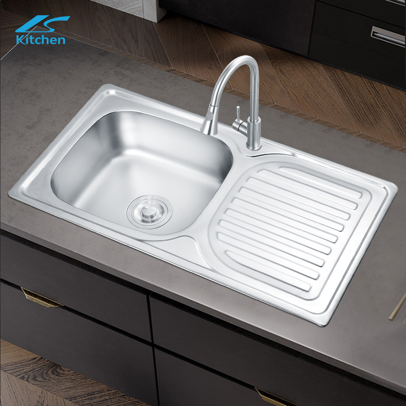 Stainless Steel Single Bowl Undermount Kitchen Sink with Drainboard – Rectangular One-Hole Design, Ideal for Farmhouse Kitchens, Deep Basin, Modern Kitchen Sink