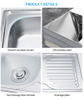 Brushed Silver SUS 304 Stainless Steel Single Bowl Kitchen Sink with Utility Shelf – Top Mount Design for Home and Rural Kitchens 