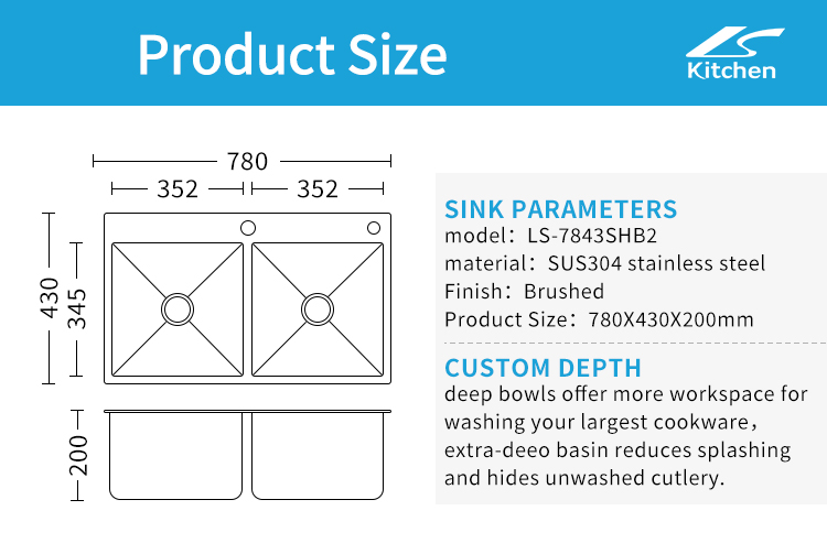 Premium Handmade Stainless Steel Double Equal Bowl Undermount Kitchen Sink – Ideal for Home, Utility, and Commercial Kitchens Farmhouse Sink