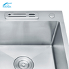 Knife Grooves SUS304 Deep Basin Nano Double Bowl Undermount Handmade Stainless Steel Silver Kitchen Sink