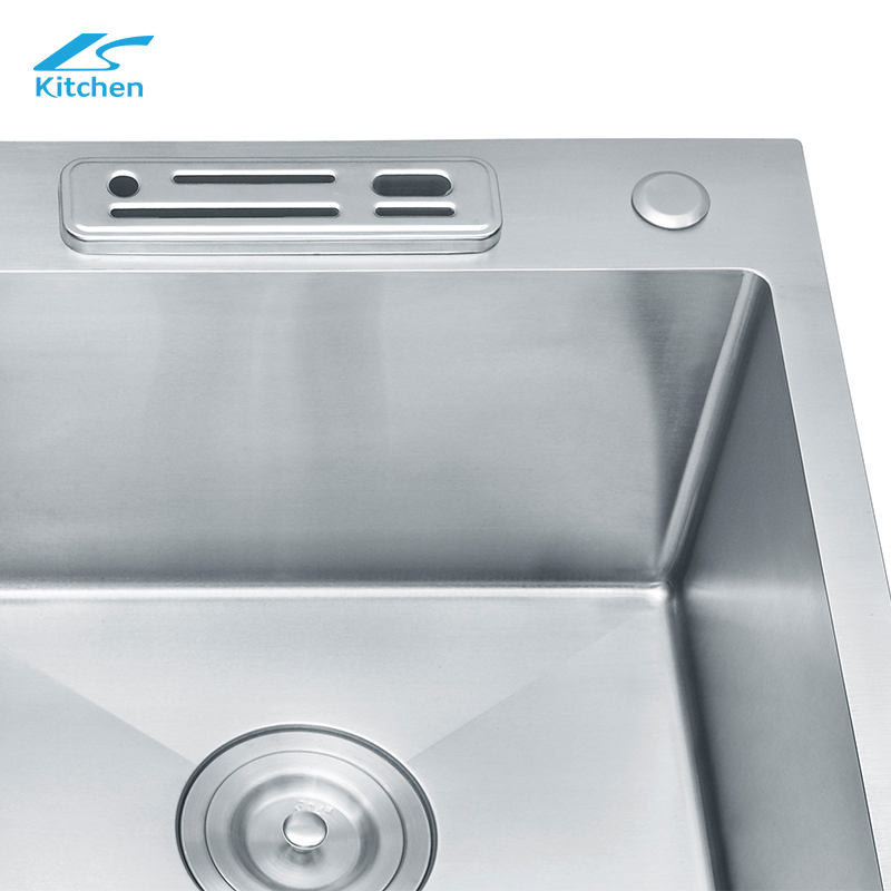 Knife Grooves SUS304 Deep Basin Nano Double Bowl Undermount Handmade Stainless Steel Silver Kitchen Sink