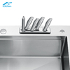 Silver Handmade Large Single Bowl Sink – 16 Gauge Stainless Steel with Knife Rack, Undermount – Deep Basin, Modern Kitchen Design