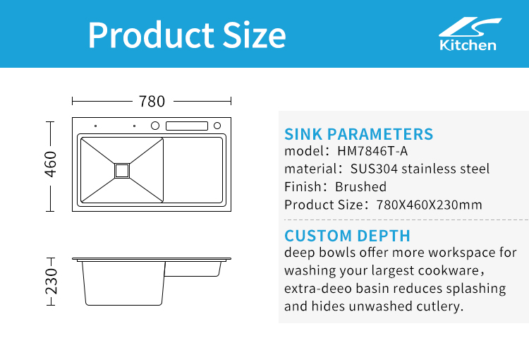 Stepped Silver Double Basin Sink Dishwashing sink 304 Stainless Steel Handmade Sink Suitable in House Kitchen