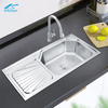 Stainless Steel Basin with Drainboard Sink Low Water Pressure in Kitchen Sink