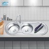 Direct Sale Factory Price Wholesale Double Bowl Stainless Steel Kitchen Sink With Drainboard