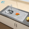 Big Size Sus304 Stainless Steel Single Bowl with Drainboard Outdoor Kitchen Sink