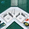 Special Shape Design 2 Basin and 1 Drain Kitchen Sink Butterfly Shape Kitchen Sink