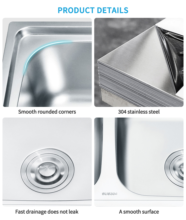 Double Bowl Silver Stainless Steel Kitchen Sink One-hole Modern Kitchen Sink