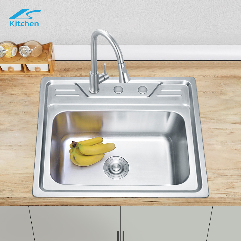  Single Bowl Stainless Steel Bath & Kitchen Sink Black Laundry Wash Basin Three-Hole Counter Installation China Factory Wholesale