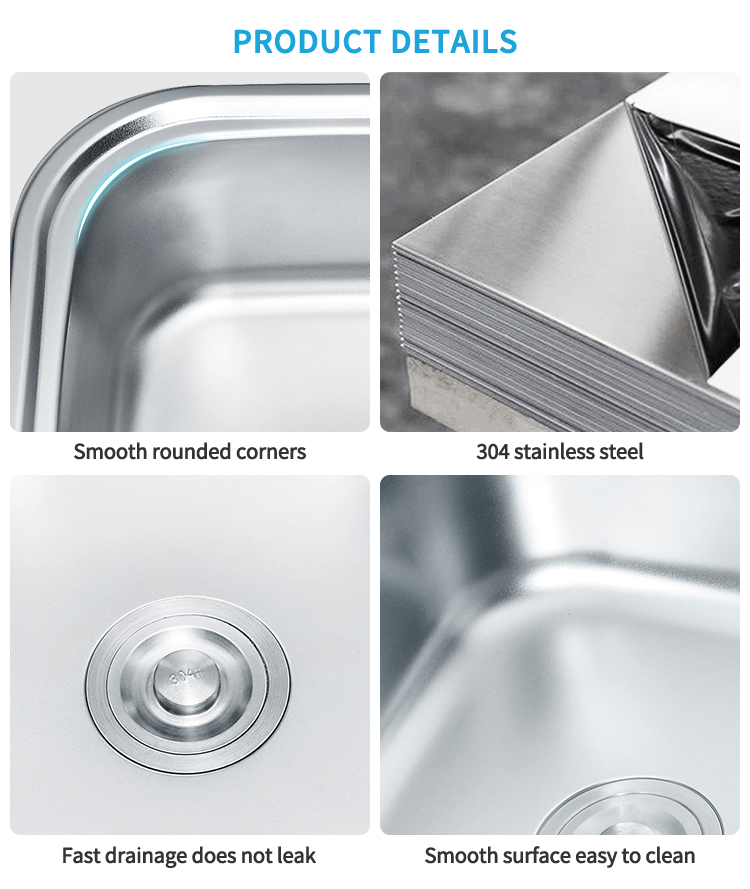 Wholesale SUS304/201 Press Kitchen Round Corner Sink Garden Sink Water Wash Kitchen Sink With Plate