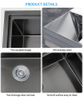 Large Size Kitchen Handmade Stainless Steel Sink Stepped Flume Modern House Design with Draining Basket, Roller Shutter Draining Rack, Cutting Board