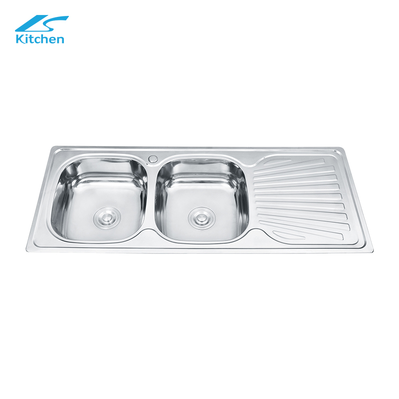 OEM Customized washing double basin with drainboard Modern Square Apartment Graphic Design