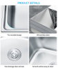 Affordable Price Silver Stainless Steel 304/201 Single Bowl Kitchen Sink with Faucet Customizable Accessories Featuring Two Holes