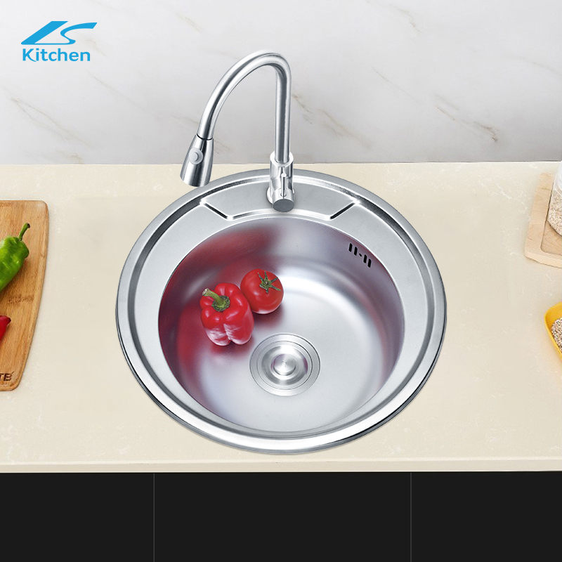 Liangshun 19.3" Stainless Steel Kitchen Sink Single Bowl with Unique round Shape and One Holes 