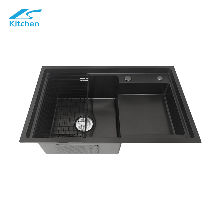 Premium Handmade Stainless Steel Double Bowl Kitchen Sink – Tiered Edge Design,Above Counter Workstation, Modern kitchen