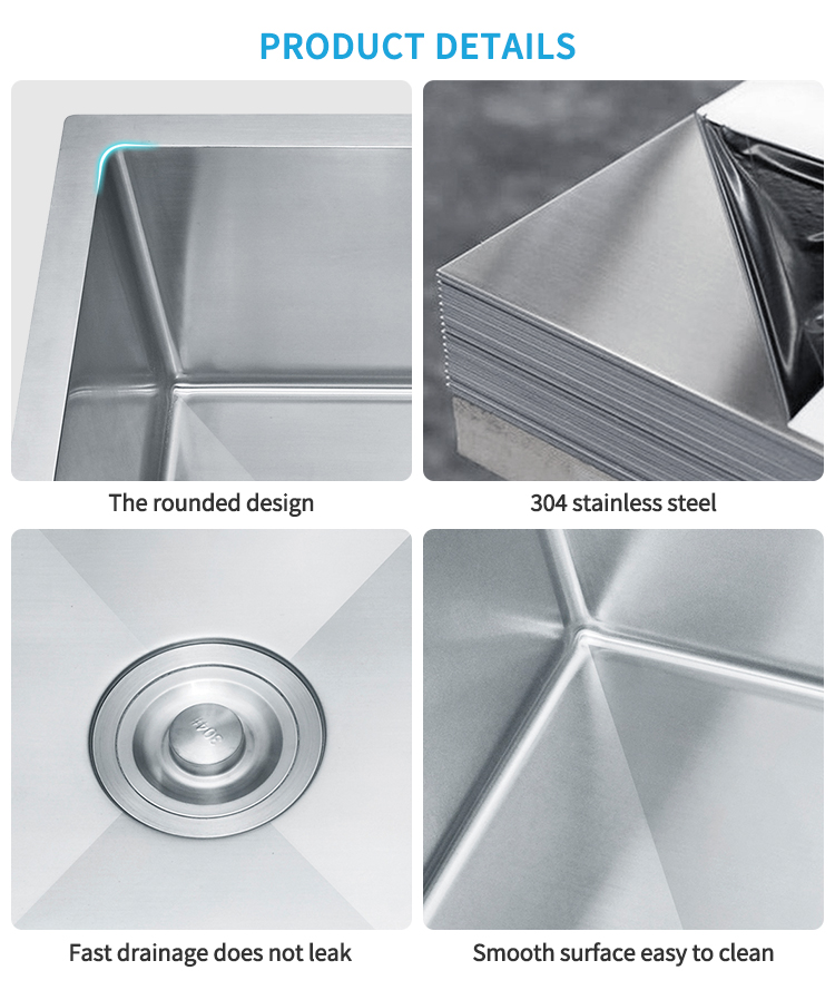 High Quality Stainless Steel Undermount Double Bowl Handmade Custom Made Washing Kitchen Sink
