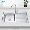 Best Selling Black Silver Single Bowl with Drainboard Washing and Cooking Home Use Basin