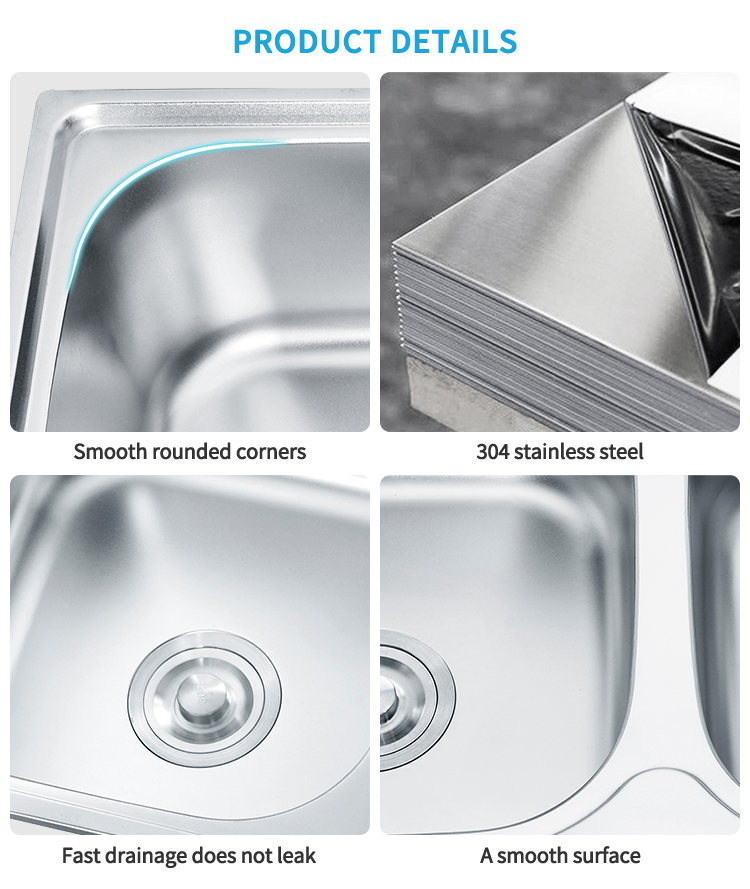 Professional Sink Manufacturer Brushed Double Bowl Stainless Steel Kitchen Sink for Kitchen