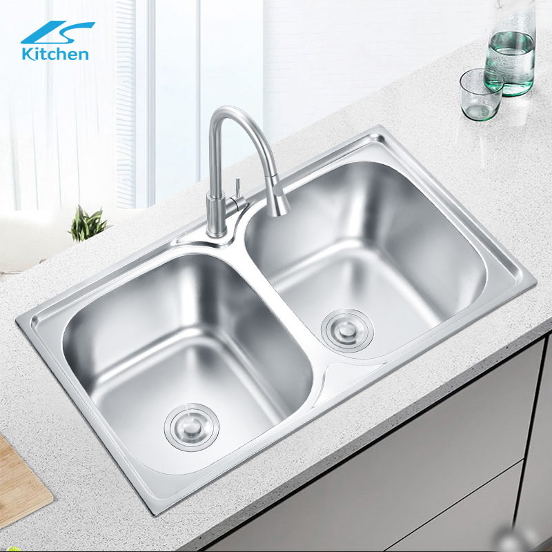 Professional Sink Manufacturer Brushed Double Bowl Stainless Steel Kitchen Sink for Kitchen
