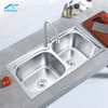 High Quality 201/304 Double Farmhouse Kitchen Sink Stretch Basin Sink for Kitchen