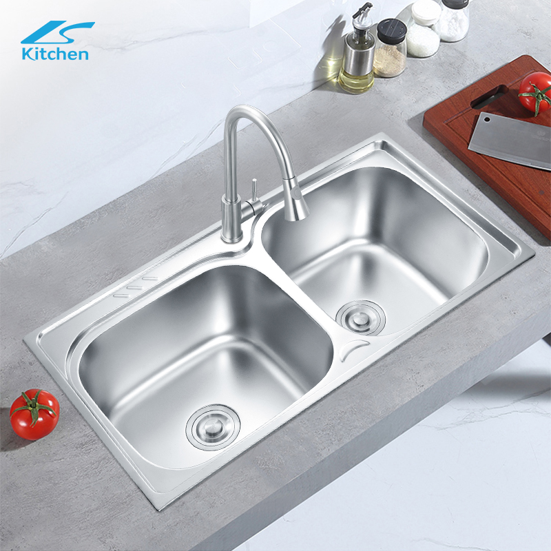 High Quality 201/304 Double Farmhouse Kitchen Sink Stretch Basin Sink for Kitchen