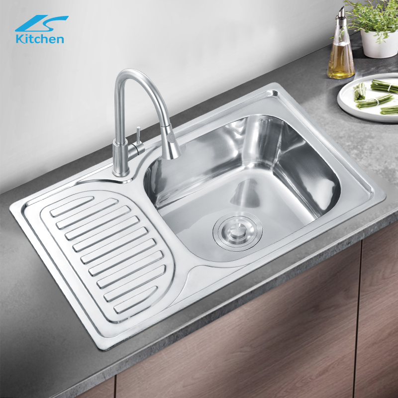 Hot sale Unique 304 Stainless Steel Single Basin Kitchen Laundry Sink Square Design Deep Drainboard Single Basin