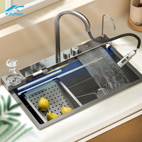 Commercial Restaurant Kitchen Sink Handmade Waterfall Rainfall Kitchen Sink