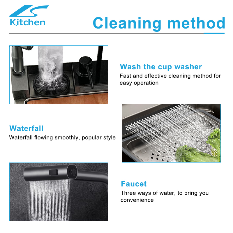  Kitchen Sink with Mobile Phone Holder&Spray Gun Smart Multi-function Sink