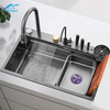 SUS304 Stainless Steel Kitchen Sink with Waterfall Smart Embossed Kitchen