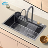 Hot sale Nano 304 Handmade Stainless Steel Single Bowl Rainfall Kitchen Sink 