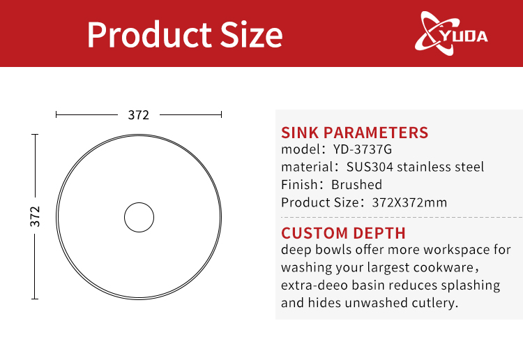 Vessel Round Sink luxury design bathroom stainless steel wash basin with easy to clean outdoor golden sink