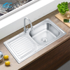 Stainless Steel Single Bowl Undermount Kitchen Sink with Drainboard – Rectangular One-Hole Design, Ideal for Farmhouse Kitchens, Deep Basin, Modern Kitchen Sink