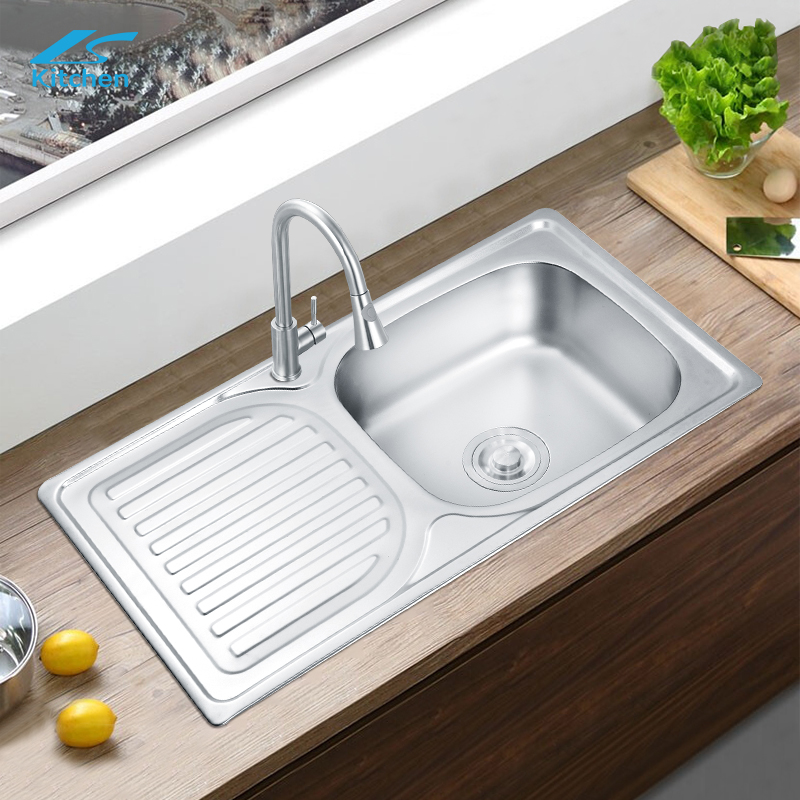 Stainless Steel Single Bowl Undermount Kitchen Sink with Drainboard – Rectangular One-Hole Design, Ideal for Farmhouse Kitchens, Deep Basin, Modern Kitchen Sink