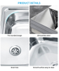 Single Bowl Undermount Kitchen Sink with Special-shape Drainboard Factory Stainless Steel Rectangular Sink Use in Farmhouse