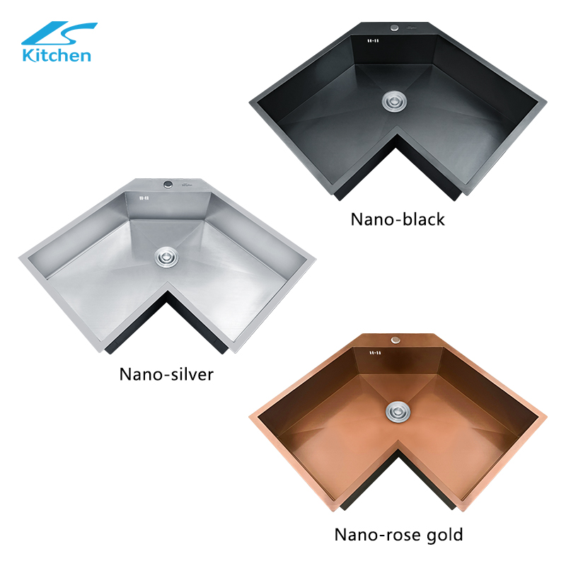 Customized house-hold large-capacity stainless steel kitchen sink bar counter washbasin and corner basin