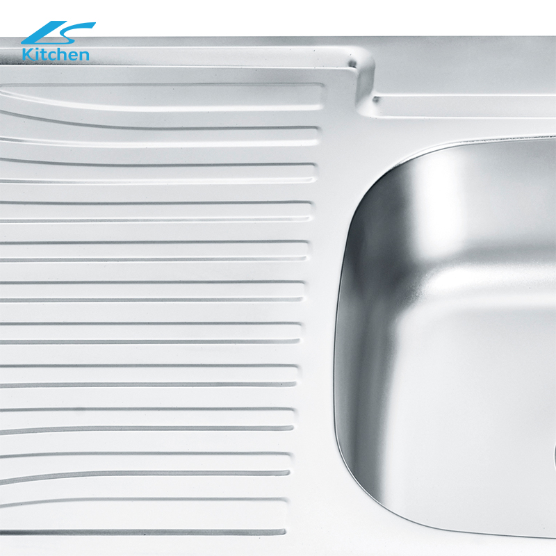 Popular stainless steel single basin with plate American kitchen vegetable basin thick brushed kitchen sink