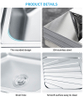Stainless Steel Basin with Drainboard Sink Low Water Pressure in Kitchen Sink