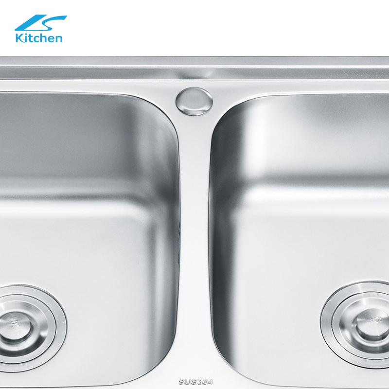Double Bowl Silver Stainless Steel Kitchen Sink One-hole Modern Kitchen Sink