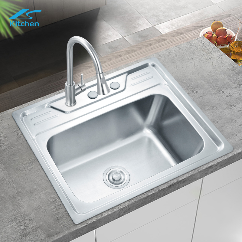  Single Bowl Stainless Steel Bath & Kitchen Sink Black Laundry Wash Basin Three-Hole Counter Installation China Factory Wholesale