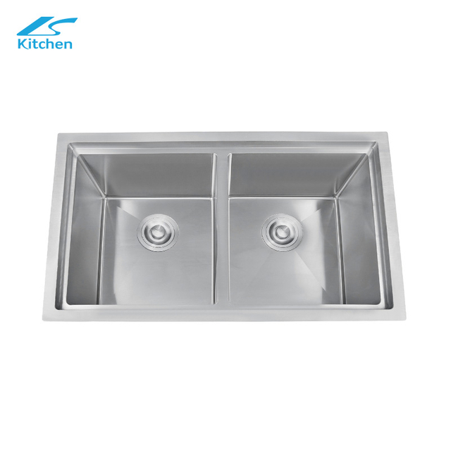 8050 Handmade Family Kitchen Gray Sink Stainless Steel Noise-proof Treatment, Modern and Simple Style Undermount Double Bowl Sink 