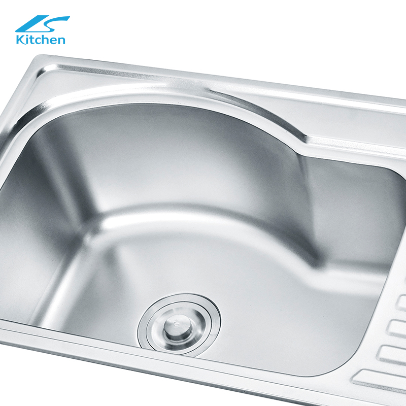 7844 Farmhouse Kitchen Sink with Drainboard Single Bowl Silver Sink