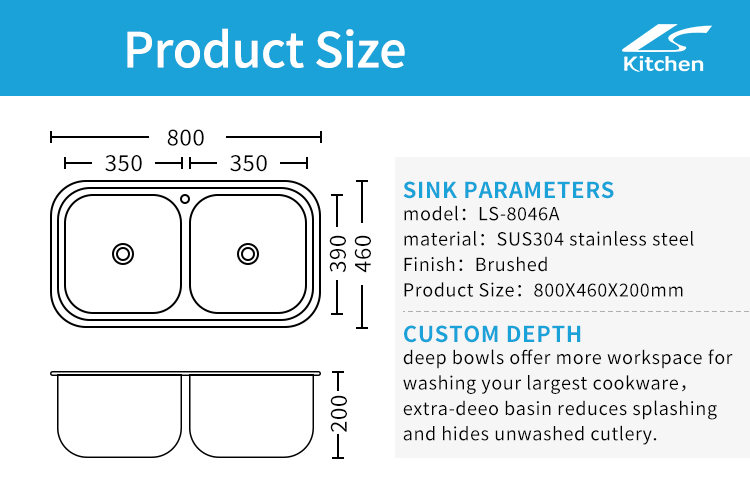 New Models American Standard Apartment Size Double Bowl Kitchen Sink