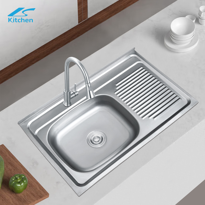 Fashion Design Basin with Plate Square Kitchen Sink Sus 304 Materials