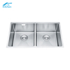 Factory Direct Sales Double Bowl Silver Sink 201 304 Stainless Steel Handmade Under Counter Kitchen Sink