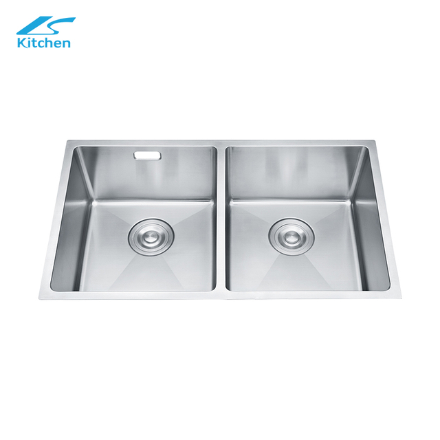Factory Direct Sales Double Bowl Silver Sink 201 304 Stainless Steel Handmade Under Counter Kitchen Sink