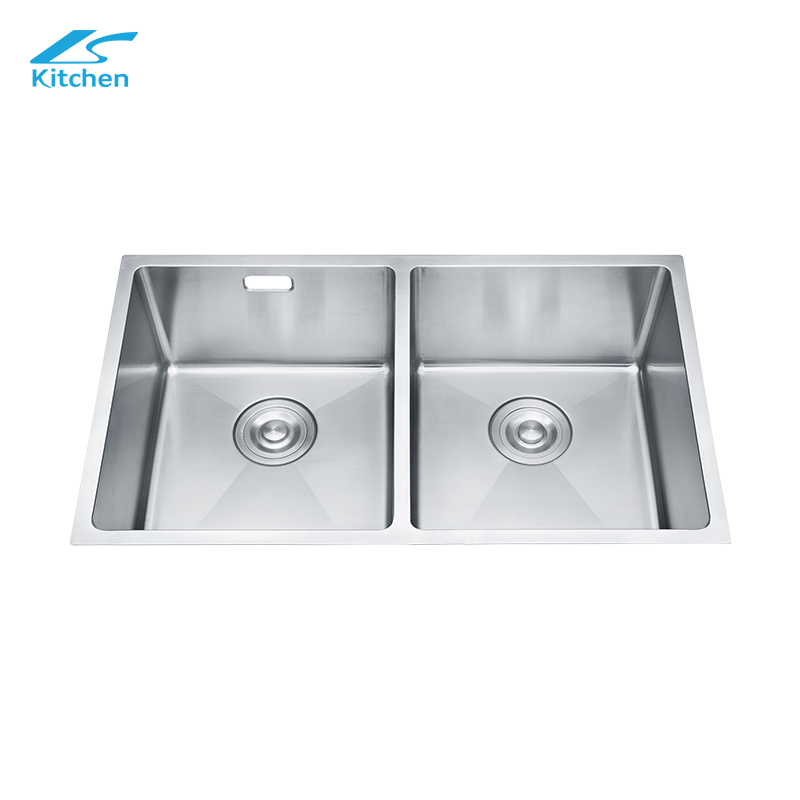 Factory Direct Sales Double Bowl Silver Sink 201 304 Stainless Steel Handmade Under Counter Kitchen Sink