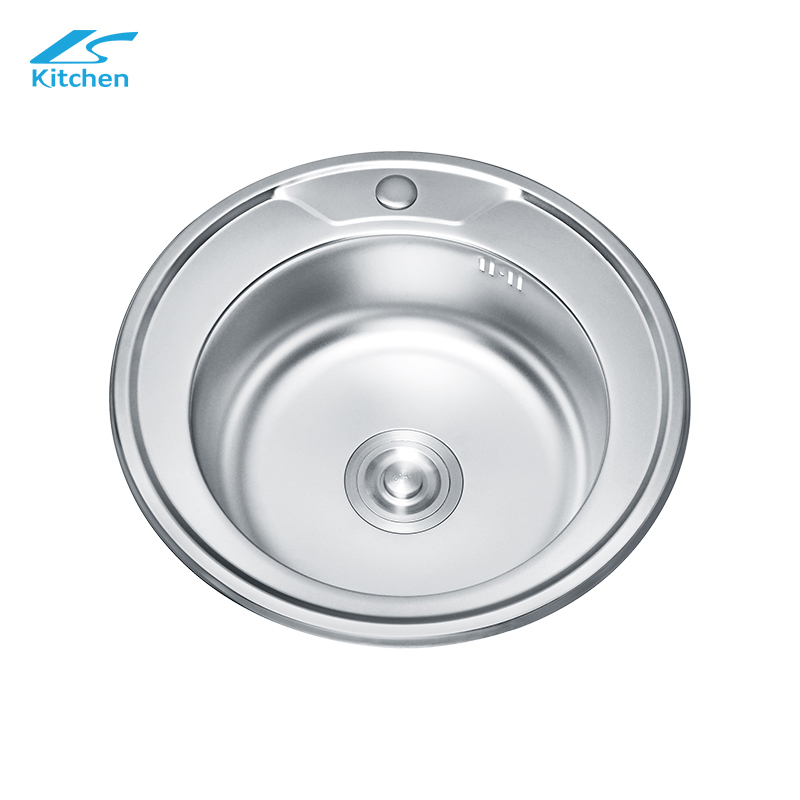 Sink Round Pressed Sink Stainless Steel Single Bowl Kitchen Sink for Home Use Above Counter Installation 