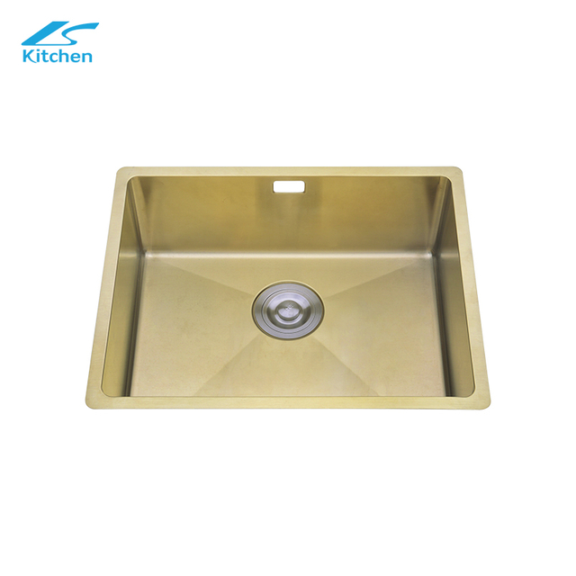 Singe Handmade Golden Basin 19.6” for Undermount Installation 304 Stainless Steel Kitchen Sink 