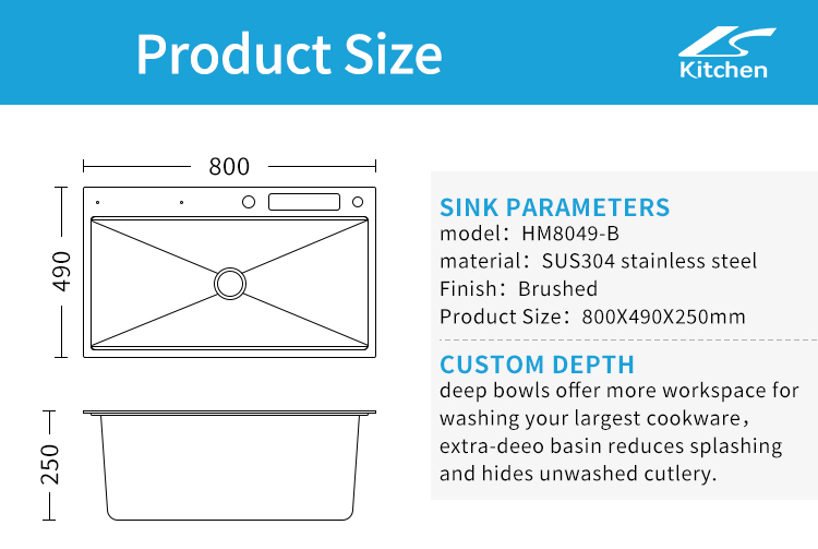 Black Wholesale OEM ODM Handmade Large Single Bowl Sink – 16 Gauge Stainless Steel Modern Kitchen Design